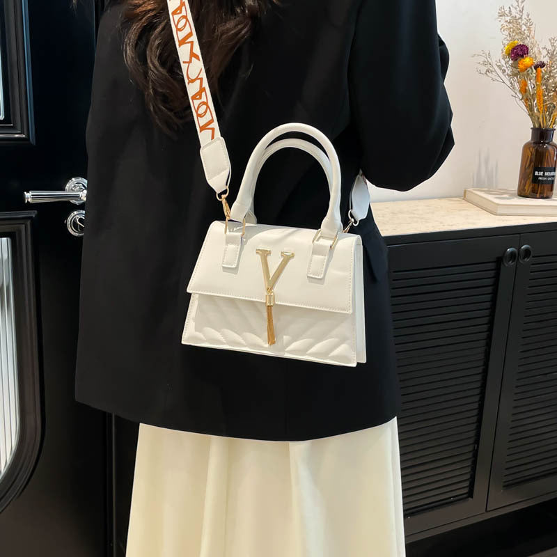 Womens Fashion Solid-Color Tassel Crossbody Bag