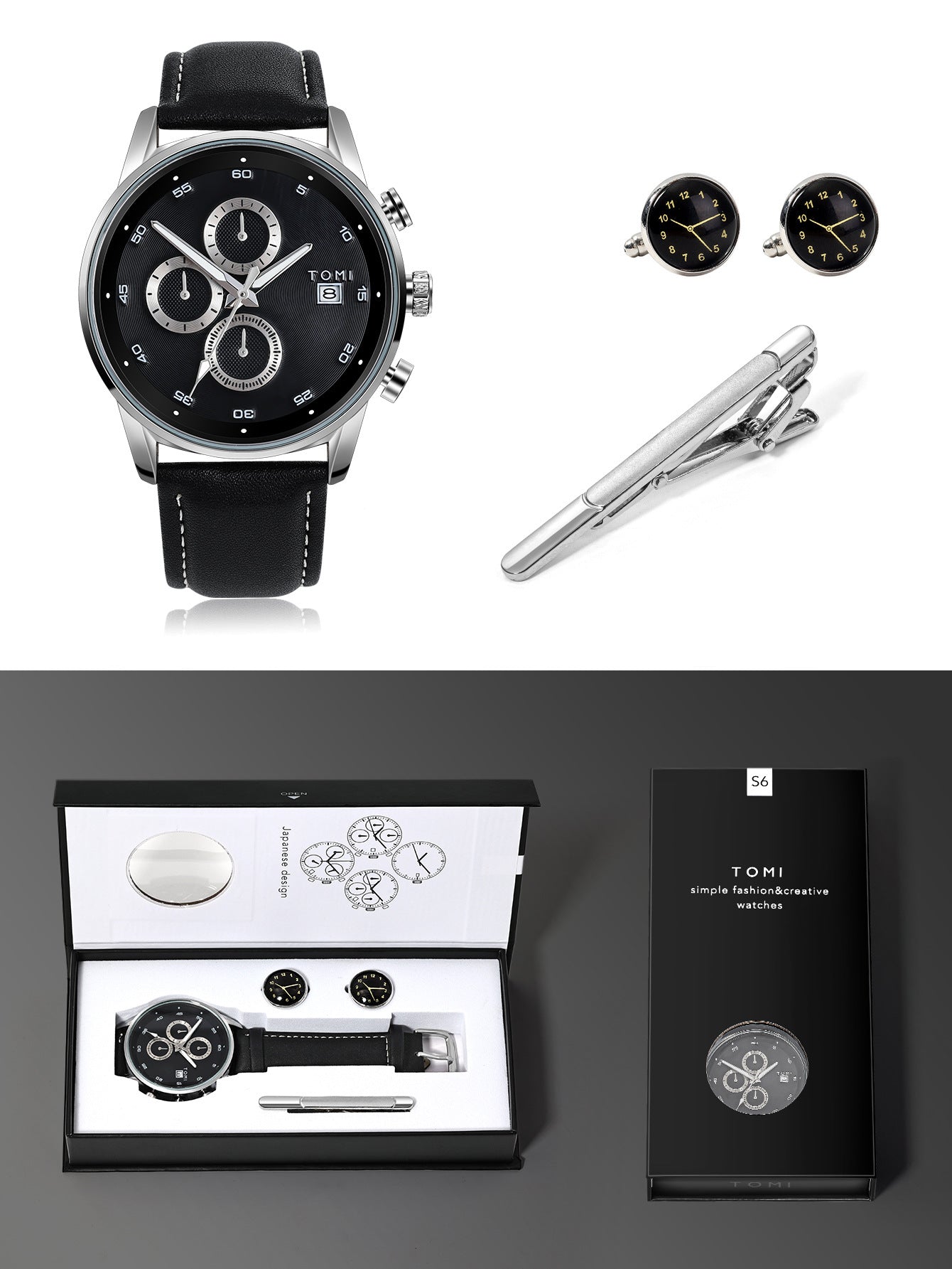 Mens Business Quartz Watch Gift Set
