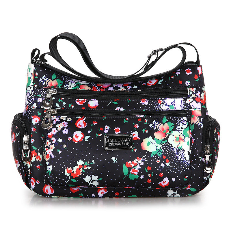 Fashionable Printed Womens Bag Trendy Landscape And Floral Fabric Pattern