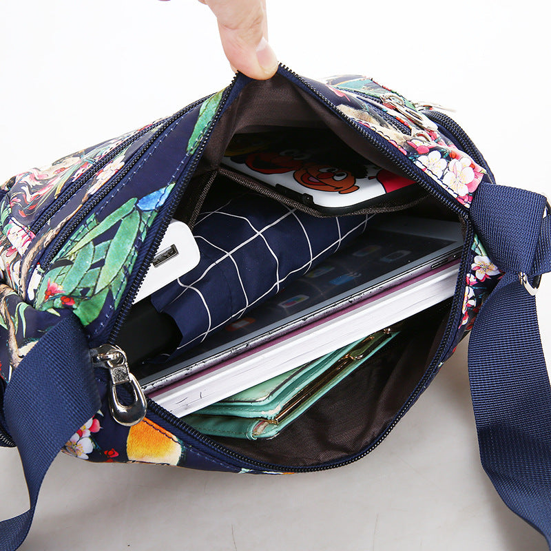 Fashionable Printed Womens Bag Trendy Landscape And Floral Fabric Pattern