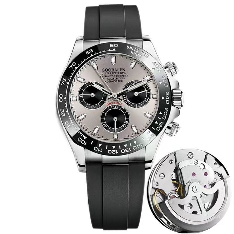 Mechanical-Style Mens Watch With Calenda Quartz Watch