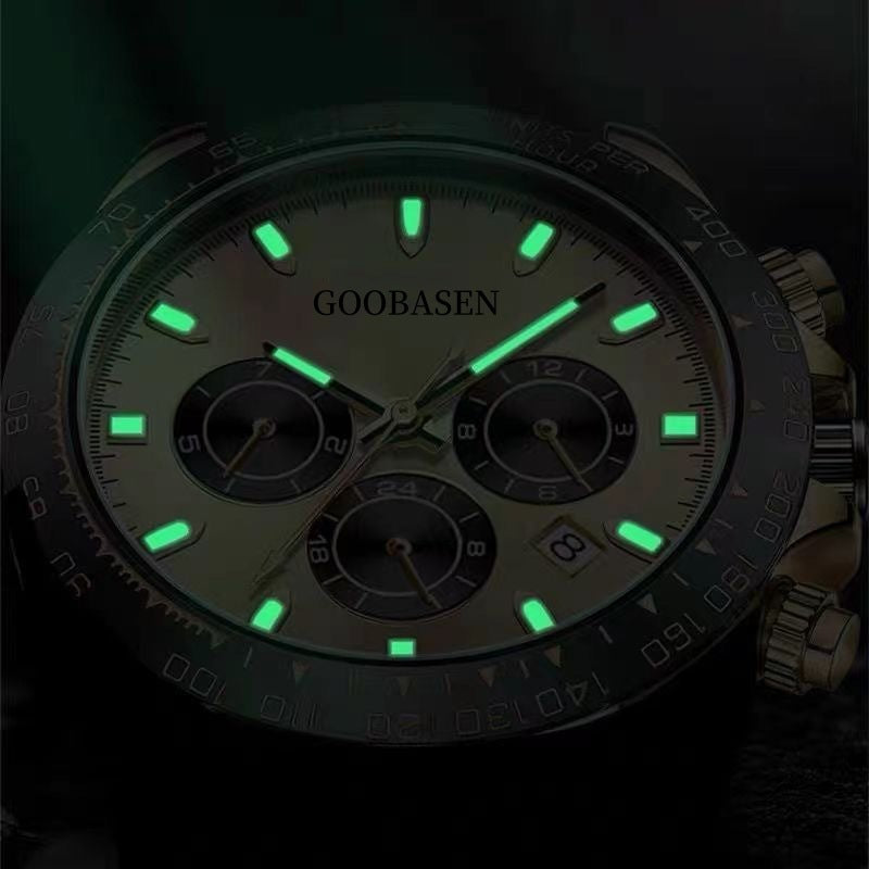 Mechanical-Style Mens Watch With Calenda Quartz Watch