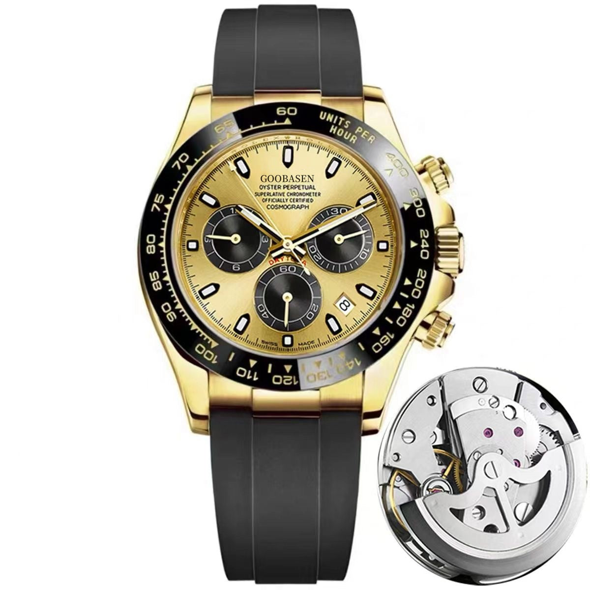 Mechanical-Style Mens Watch With Calenda Quartz Watch