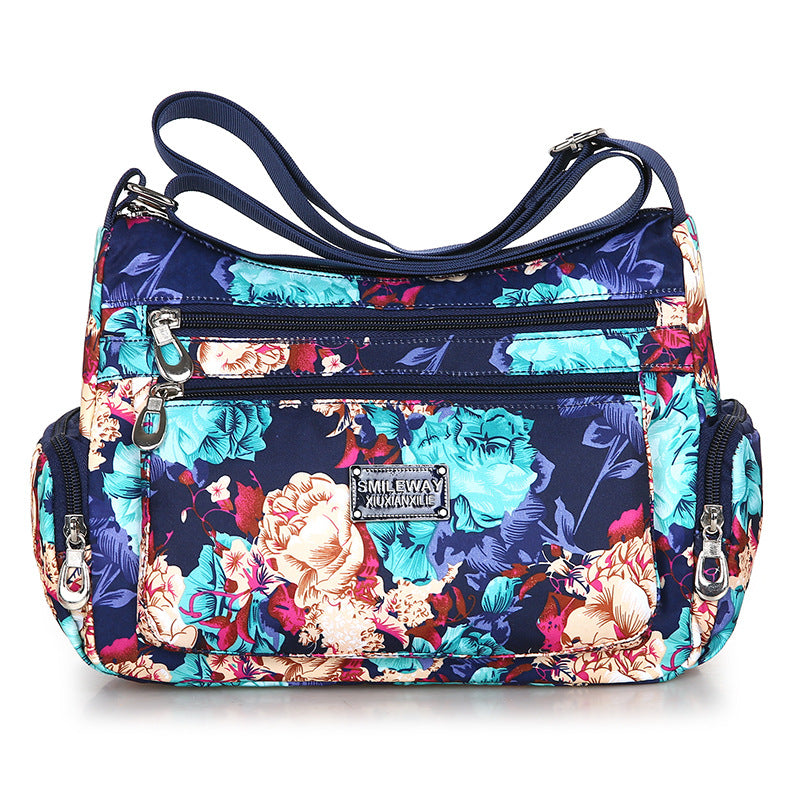 Fashionable Printed Womens Bag Trendy Landscape And Floral Fabric Pattern