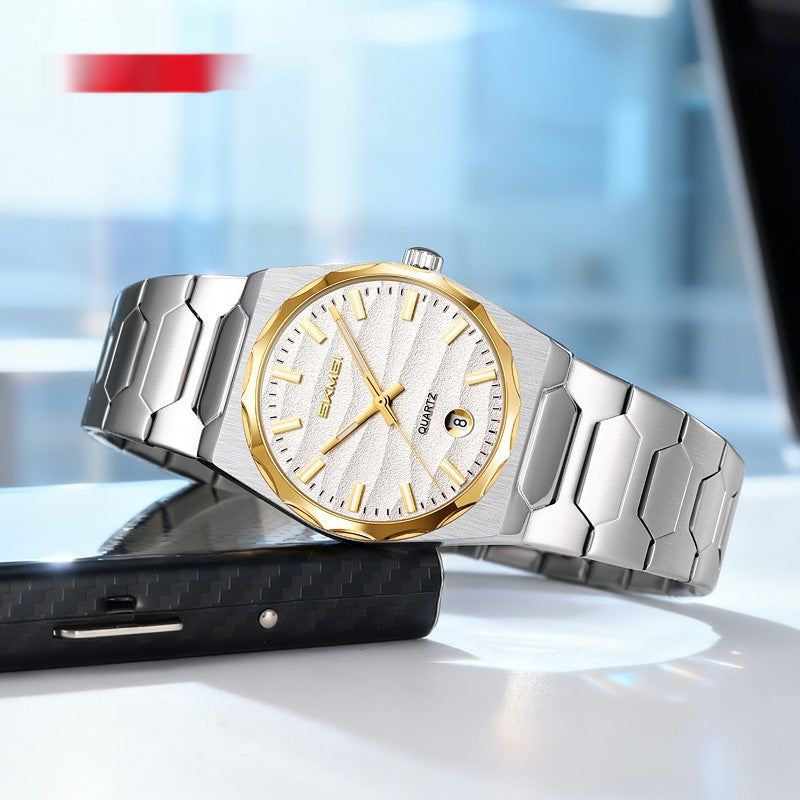 Mens Watch With A Steel Band Calendar Function