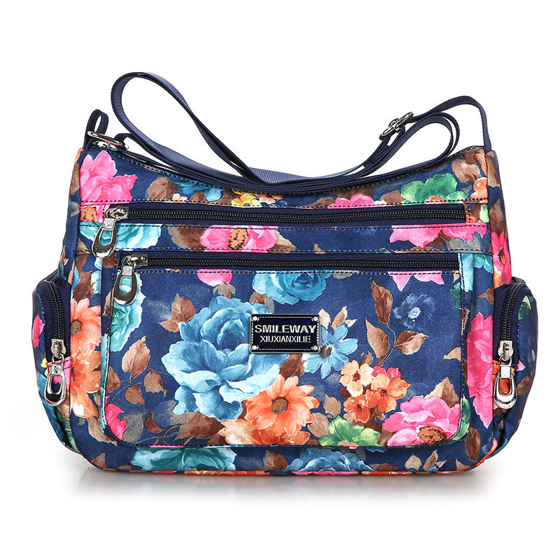 Fashionable Printed Womens Bag Trendy Landscape And Floral Fabric Pattern