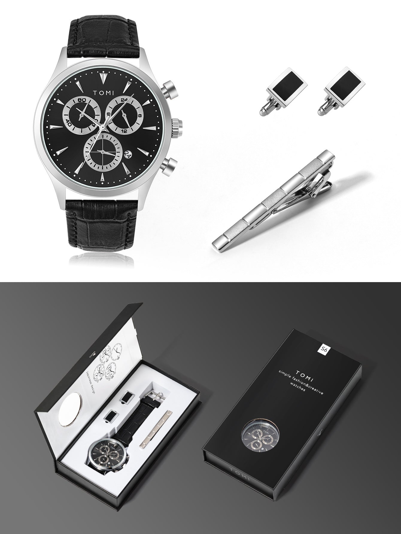 Mens Business Quartz Watch Gift Set